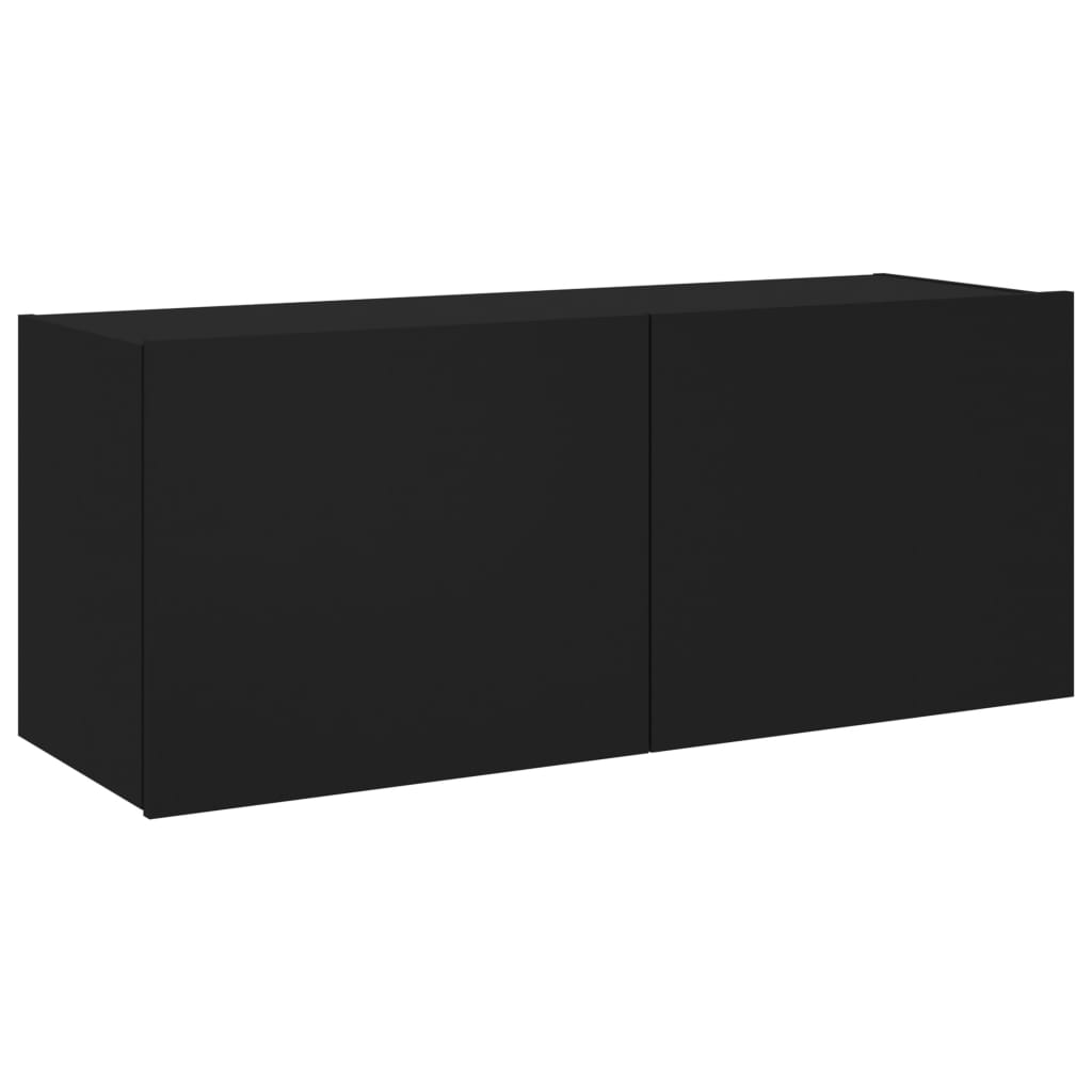 Tv-Wandmeubel Met Led-Verlichting Zwart
