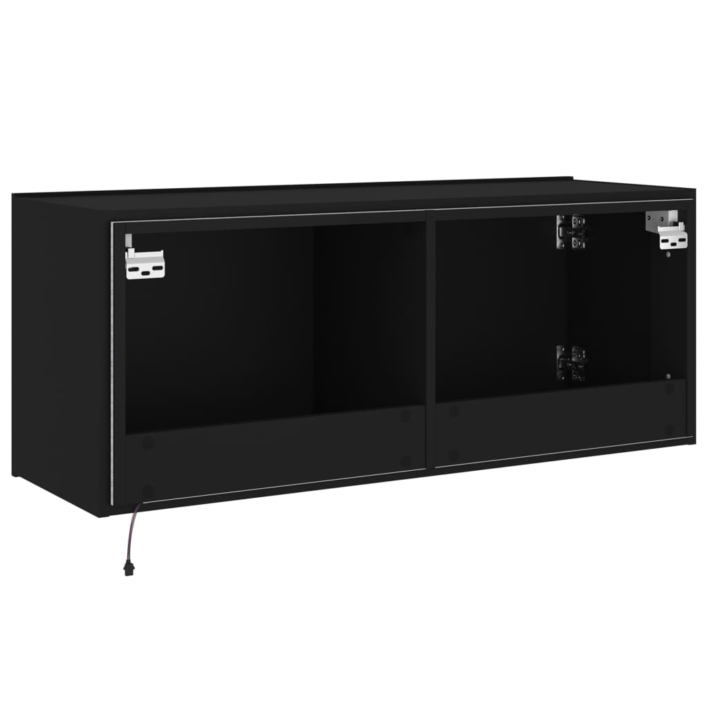 Tv-Wandmeubel Met Led-Verlichting Zwart