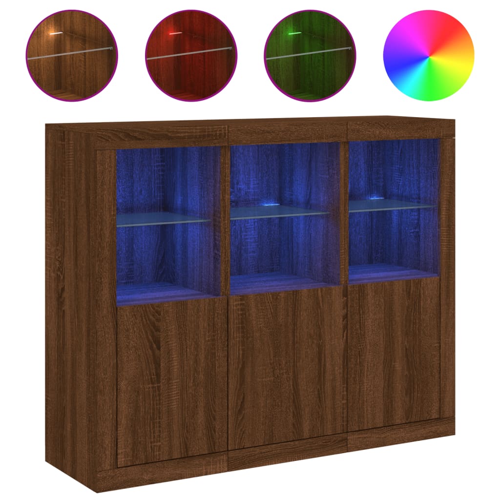 Dressoirs Met Led-Verlichting Bewerkt Hout Bruineikenkleur