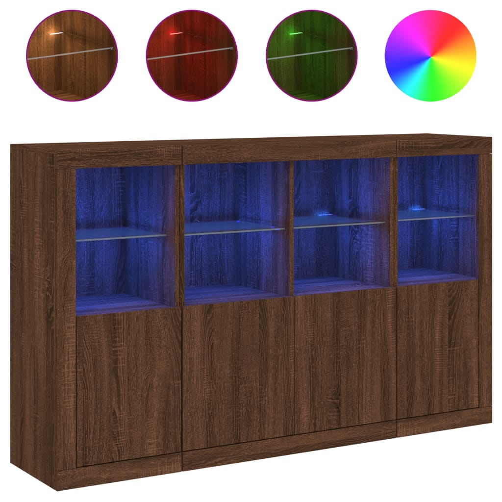 Dressoirs Met Led-Verlichting Bewerkt Hout Bruineikenkleur