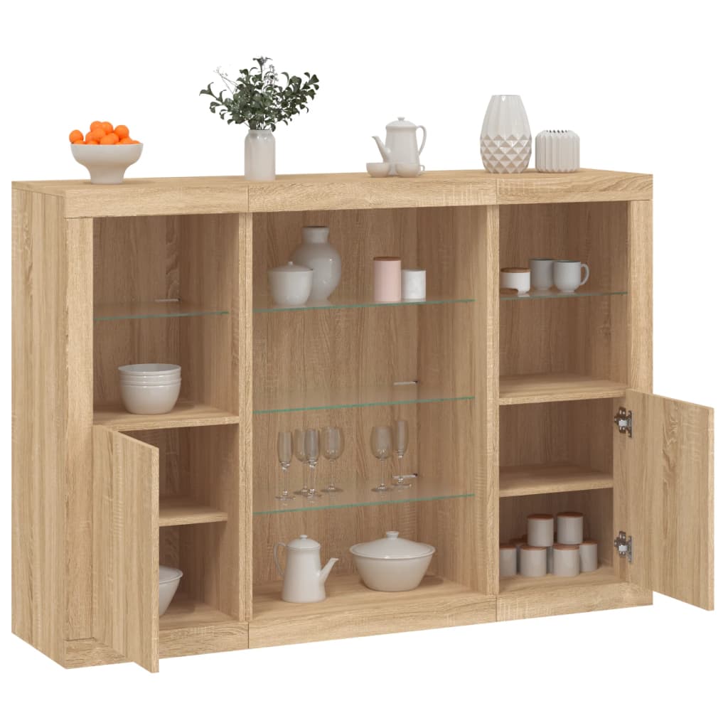 Dressoirs Met Led-Verlichting Bewerkt Hout Bruineikenkleur