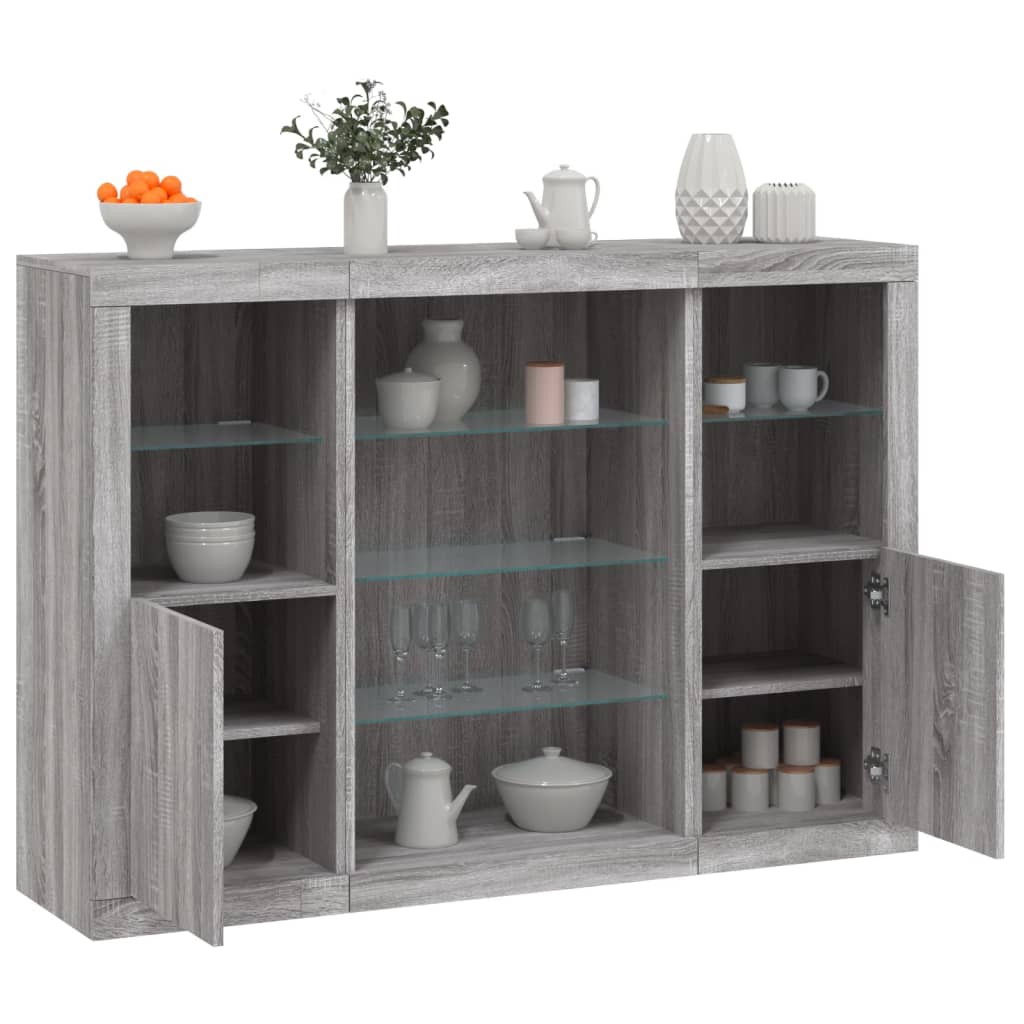 Dressoirs Met Led-Verlichting Bewerkt Hout Bruineikenkleur