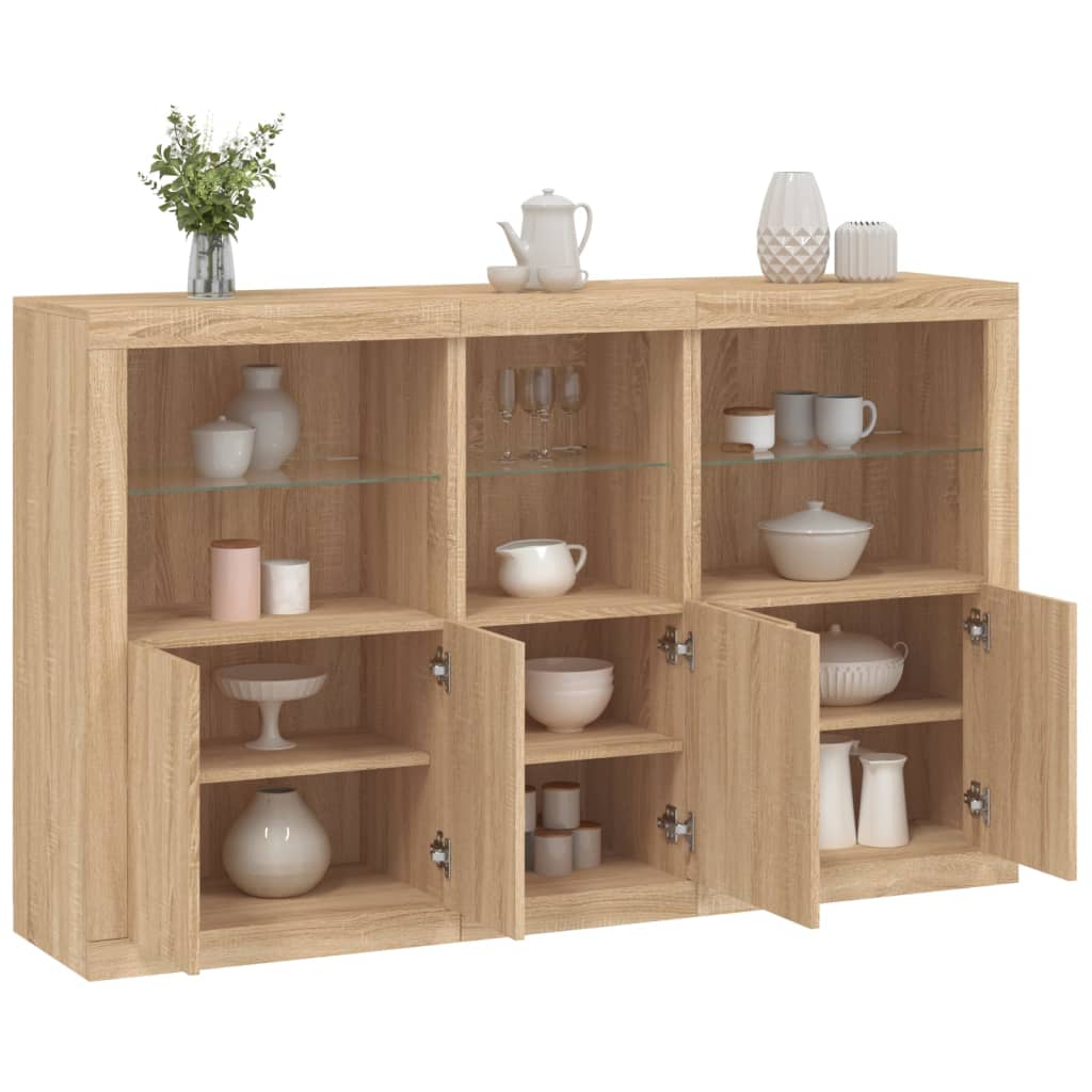 Dressoir Met Led-Verlichting 162X37X100 Cm Kleurig