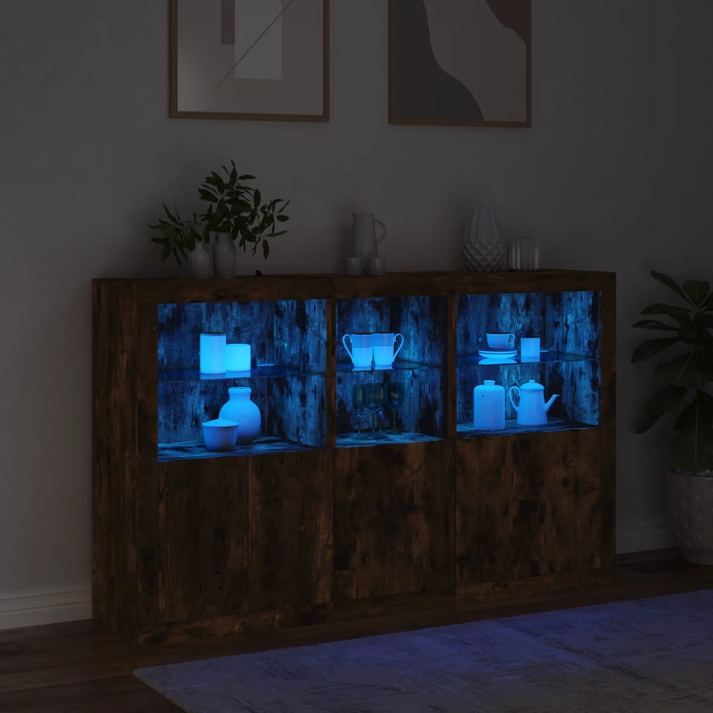 Dressoir Met Led-Verlichting 162X37X100 Cm Kleurig