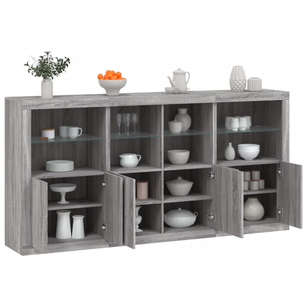 Dressoir Met Led-Verlichting 202X37X100 Cm Kleurig