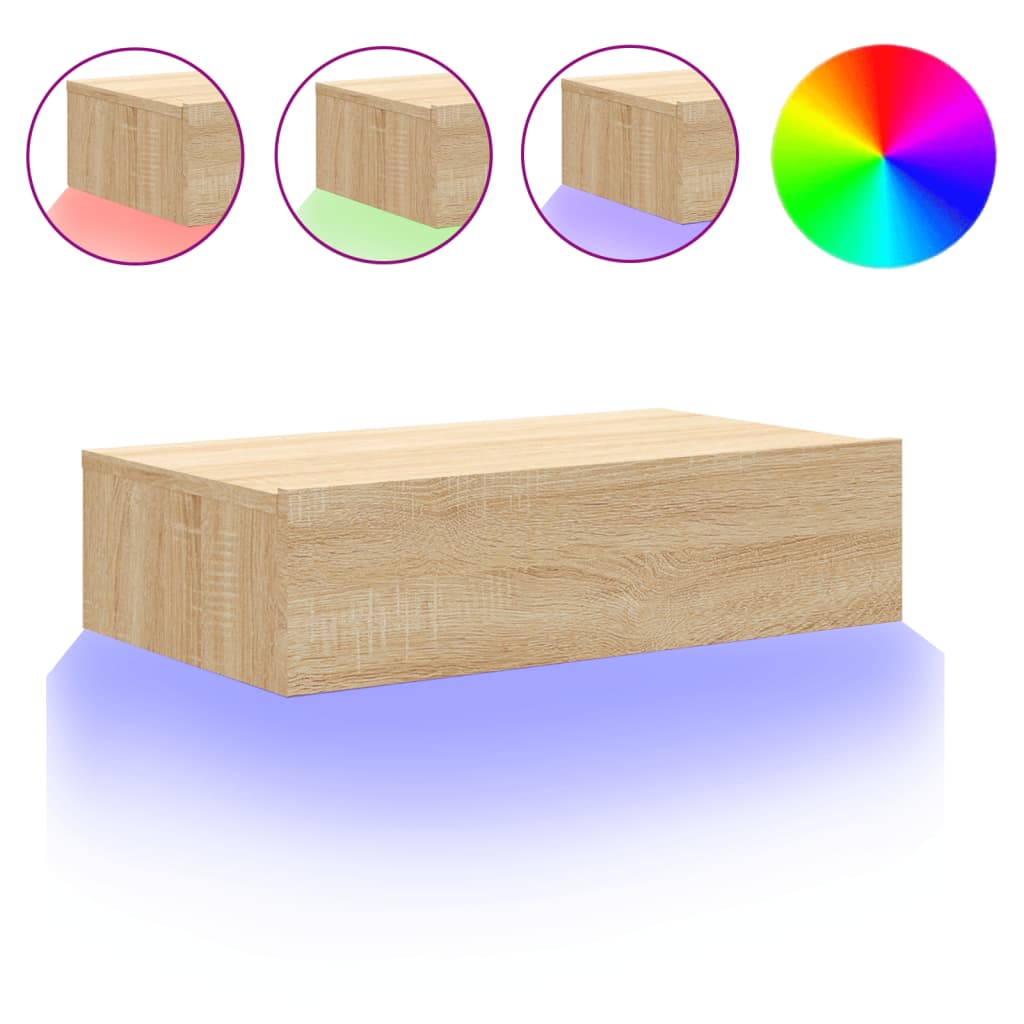 Tv-Meubel Met Led-Verlichting 60X35X15,5 Cm Kleurig Sonoma Eiken