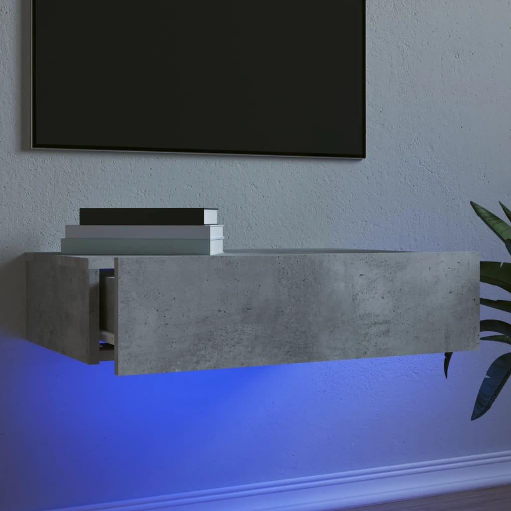 Tv-Meubel Met Led-Verlichting 90X35X15,5 Cm Betongrijs