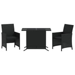 3-Delige Bistroset Met Kussens Poly Rattan Zwart