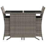 3-Delige Bistroset Met Kussens Poly Rattan Grijs