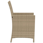 3-Delige Bistroset Met Kussens Poly Rattan Beige