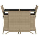 3-Delige Bistroset Met Kussens Poly Rattan Gemengd Beige