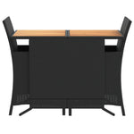 3-Delige Bistroset Met Kussens Poly Rattan Zwart