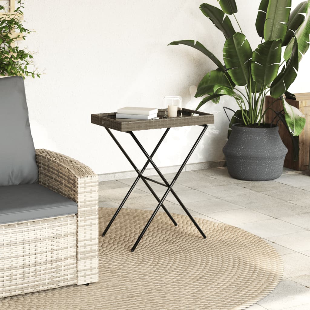 Dienbladtafel Inklapbaar 65X40X75 Cm Poly Rattan