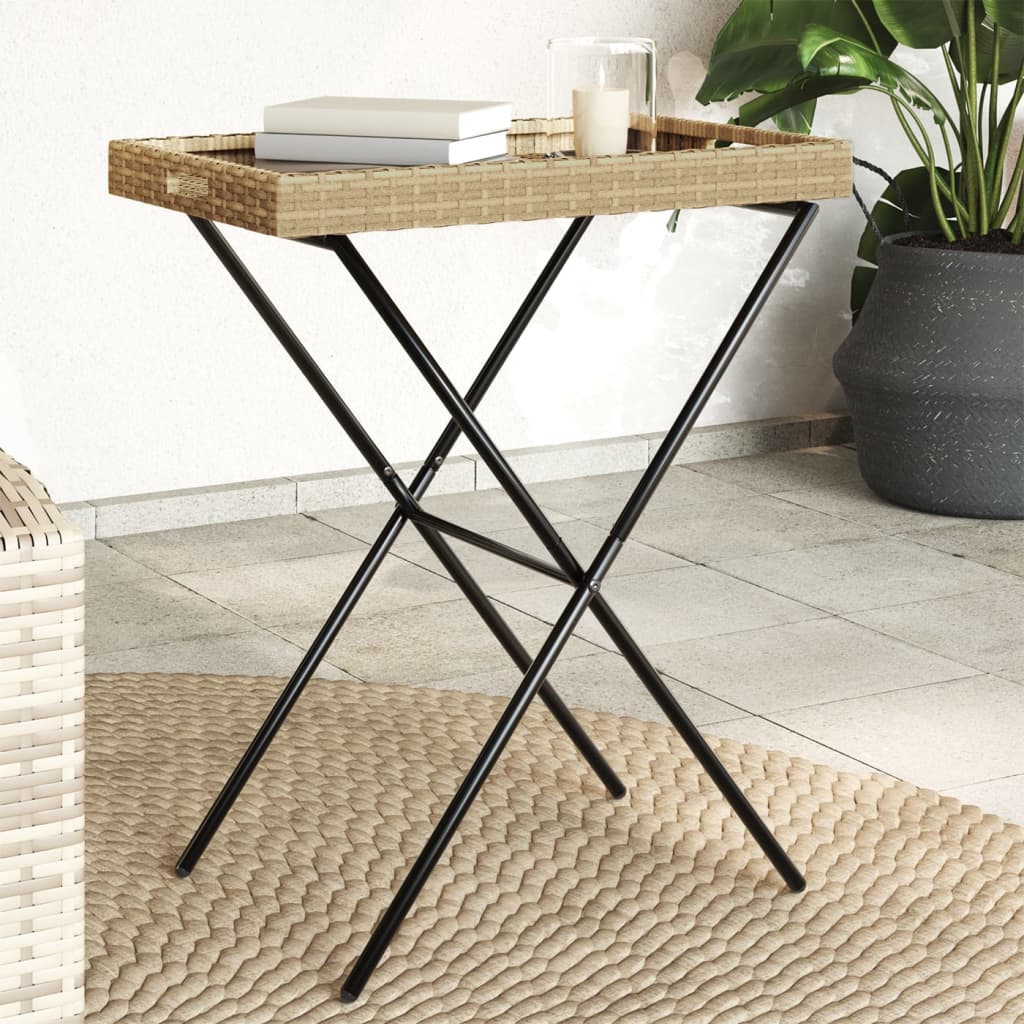 Dienbladtafel Inklapbaar 65X40X75 Cm Poly Rattan