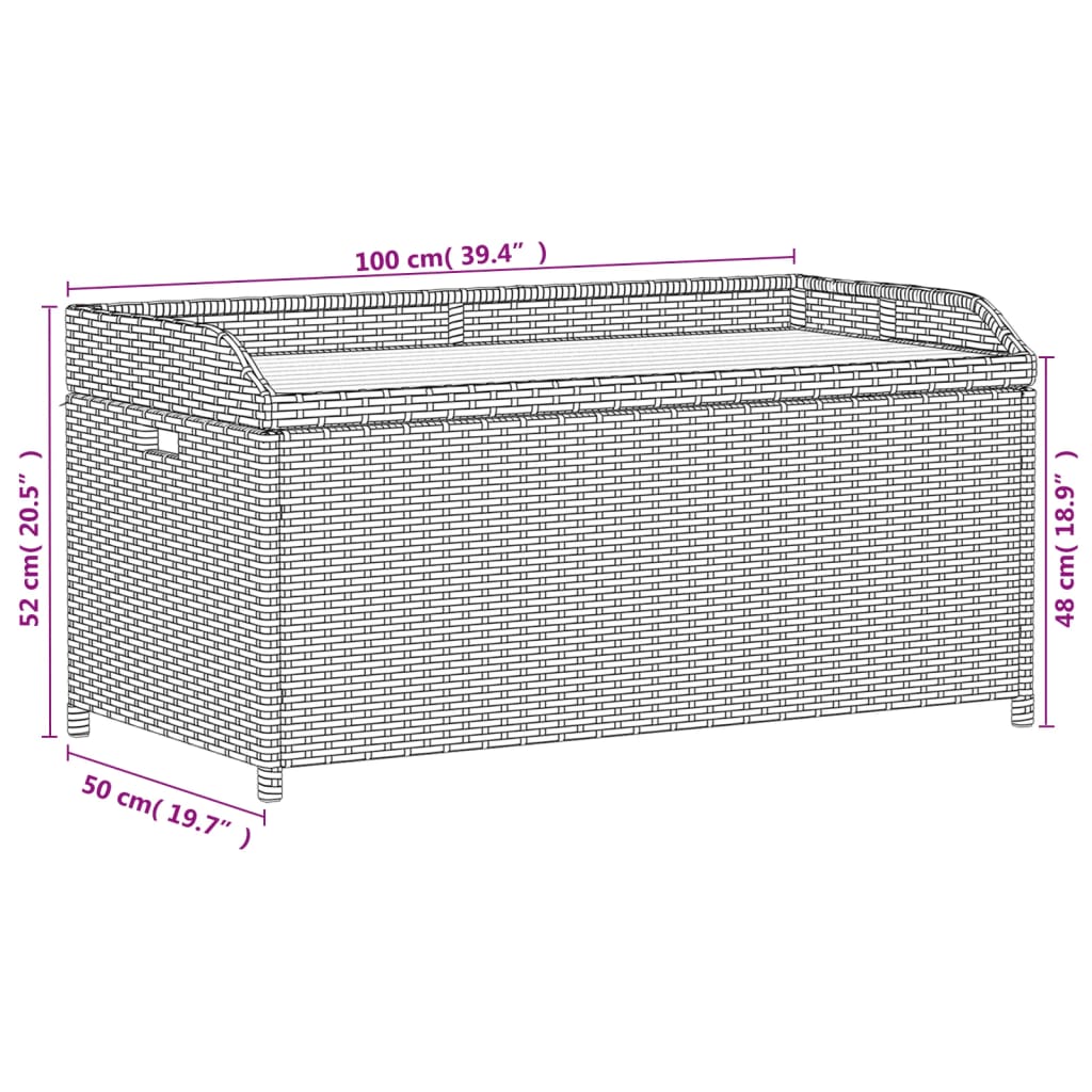 Opbergbankje 100X50X52 Cm Poly Rattan En Acaciahout Zwart