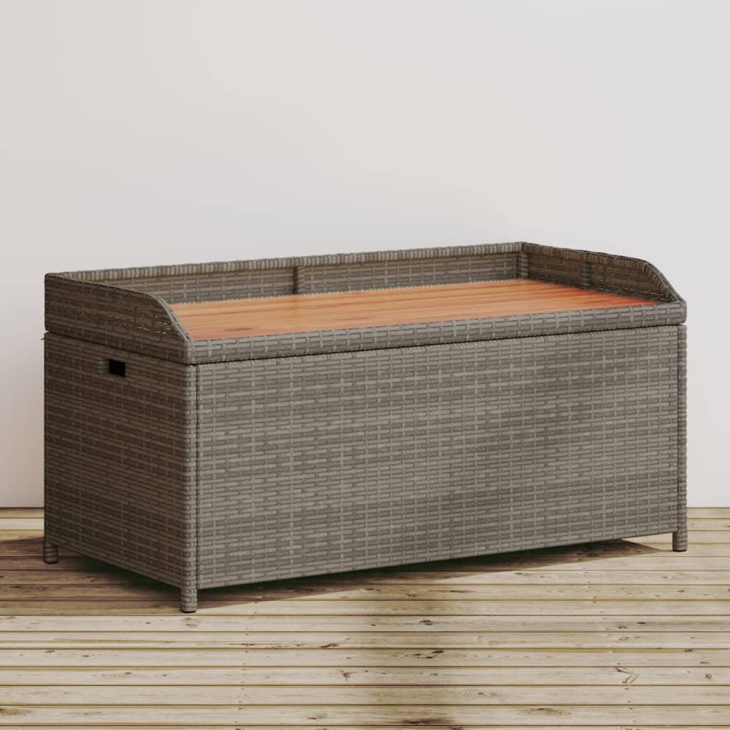 Opbergbank 100X50X52 Cm Poly Rattan En Acaciahout Grijs