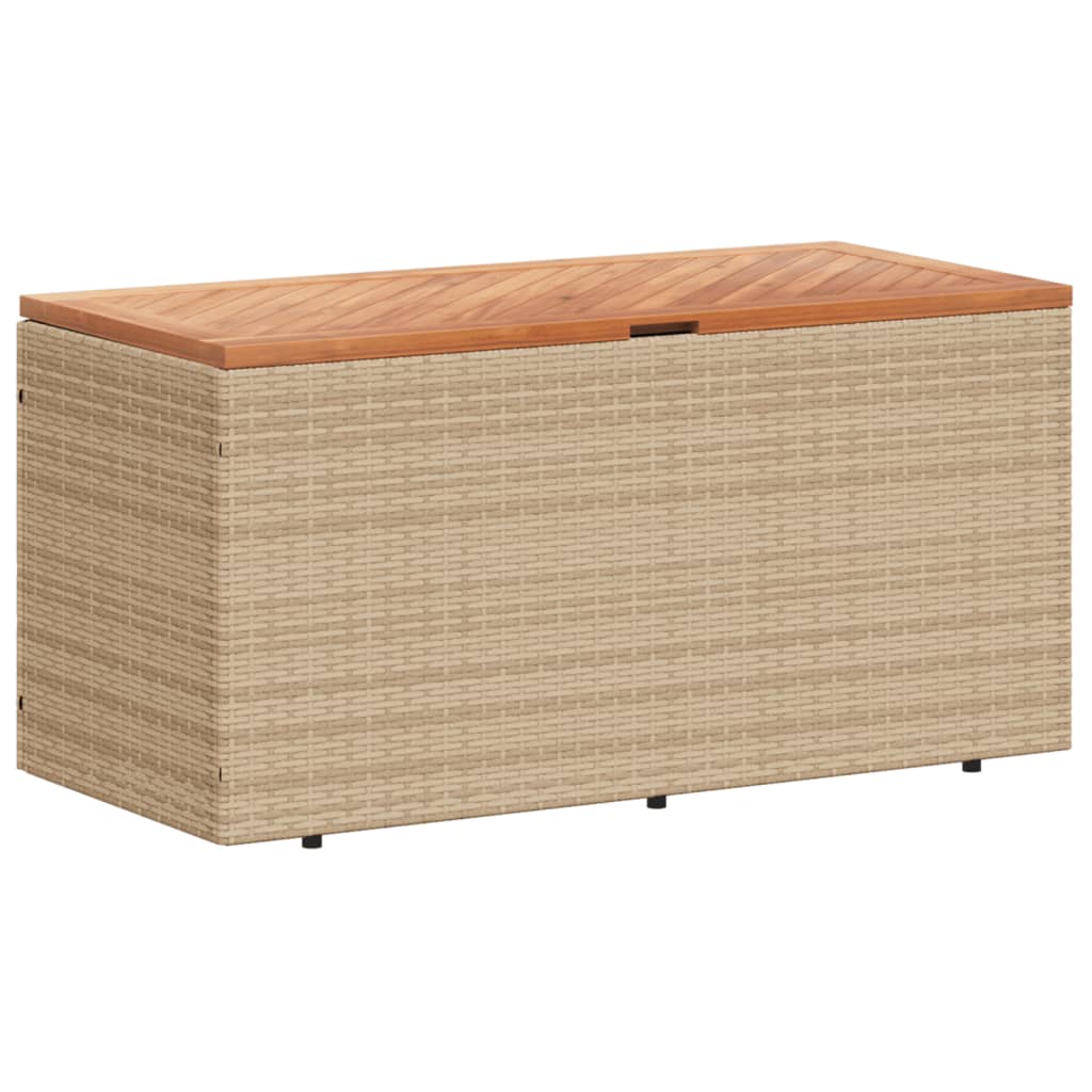 Tuinbox 110X50X54 Cm Poly Rattan En Acaciahout Beige