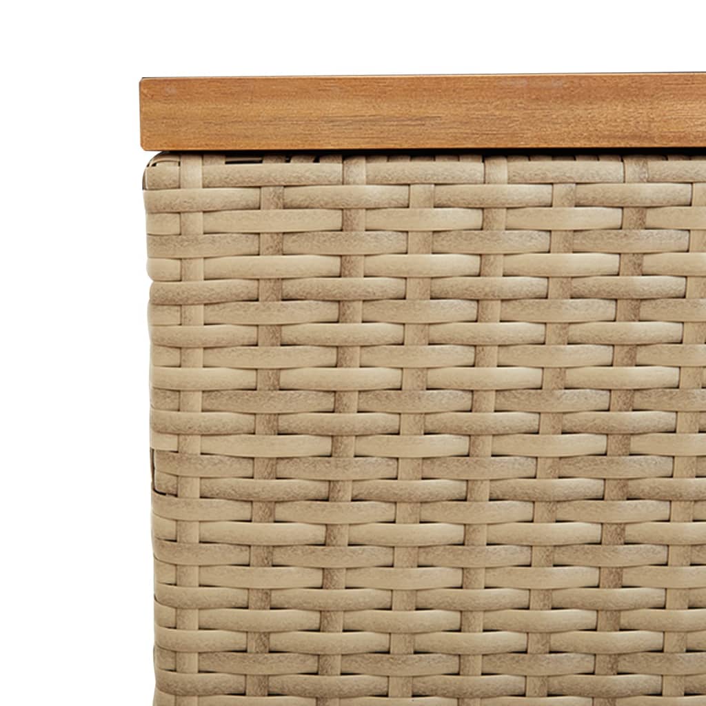 Tuinbox 110X50X54 Cm Poly Rattan En Acaciahout Beige