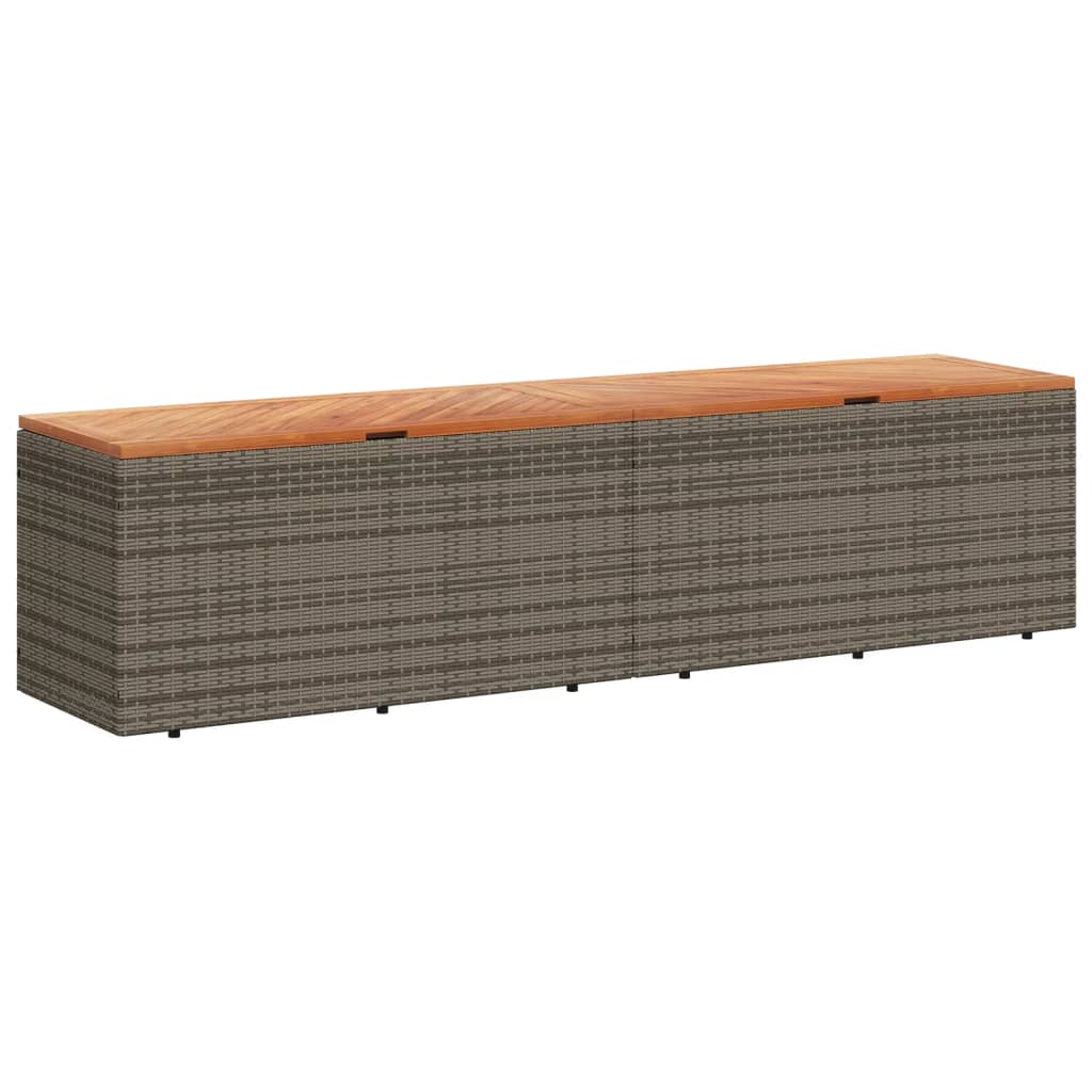 Tuinbox 220X50X54 Cm Poly Rattan En Acaciahout Grijs