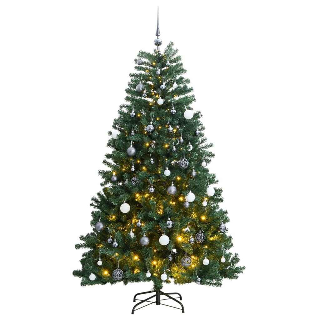 Kunstkerstboom Met Scharnieren 150 Led En Kerstballen