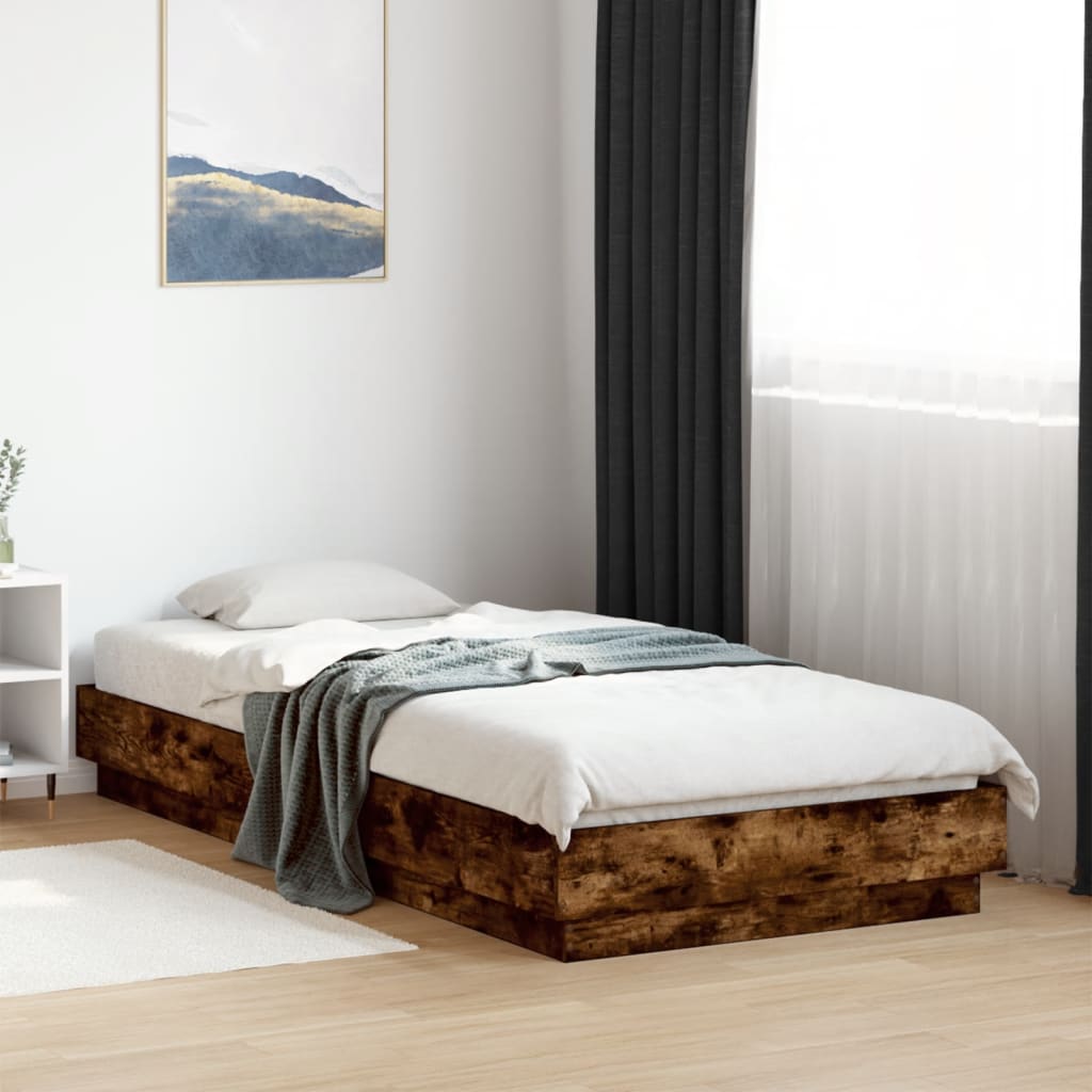 Bedframe Bewerkt Hout Eikenkleurig