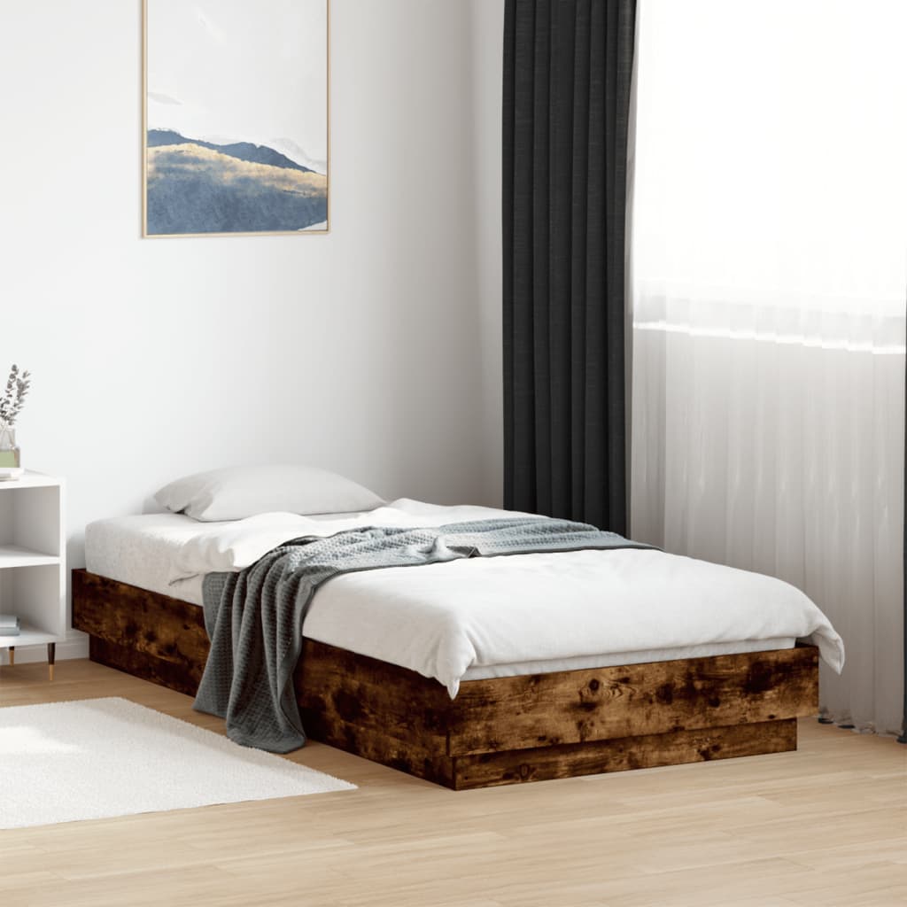 Bedframe Bewerkt Hout Eikenkleurig