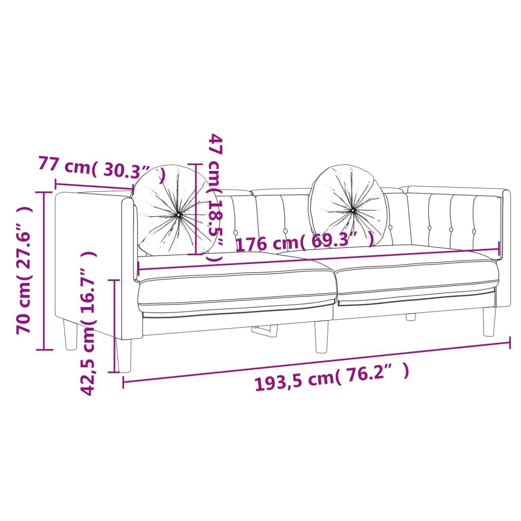 3-Delige Loungeset Met Kussens Fluweel