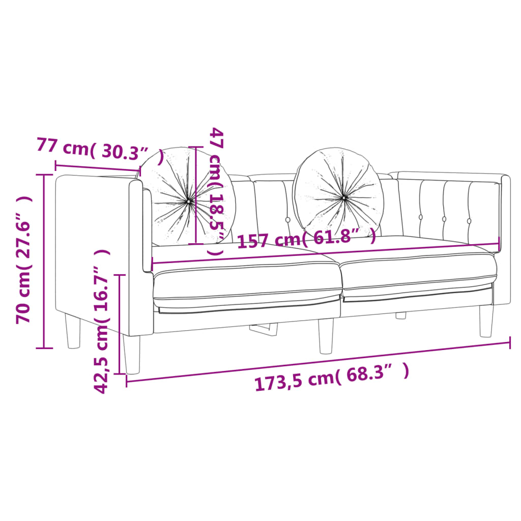 3-Delige Loungeset Met Kussens Fluweel