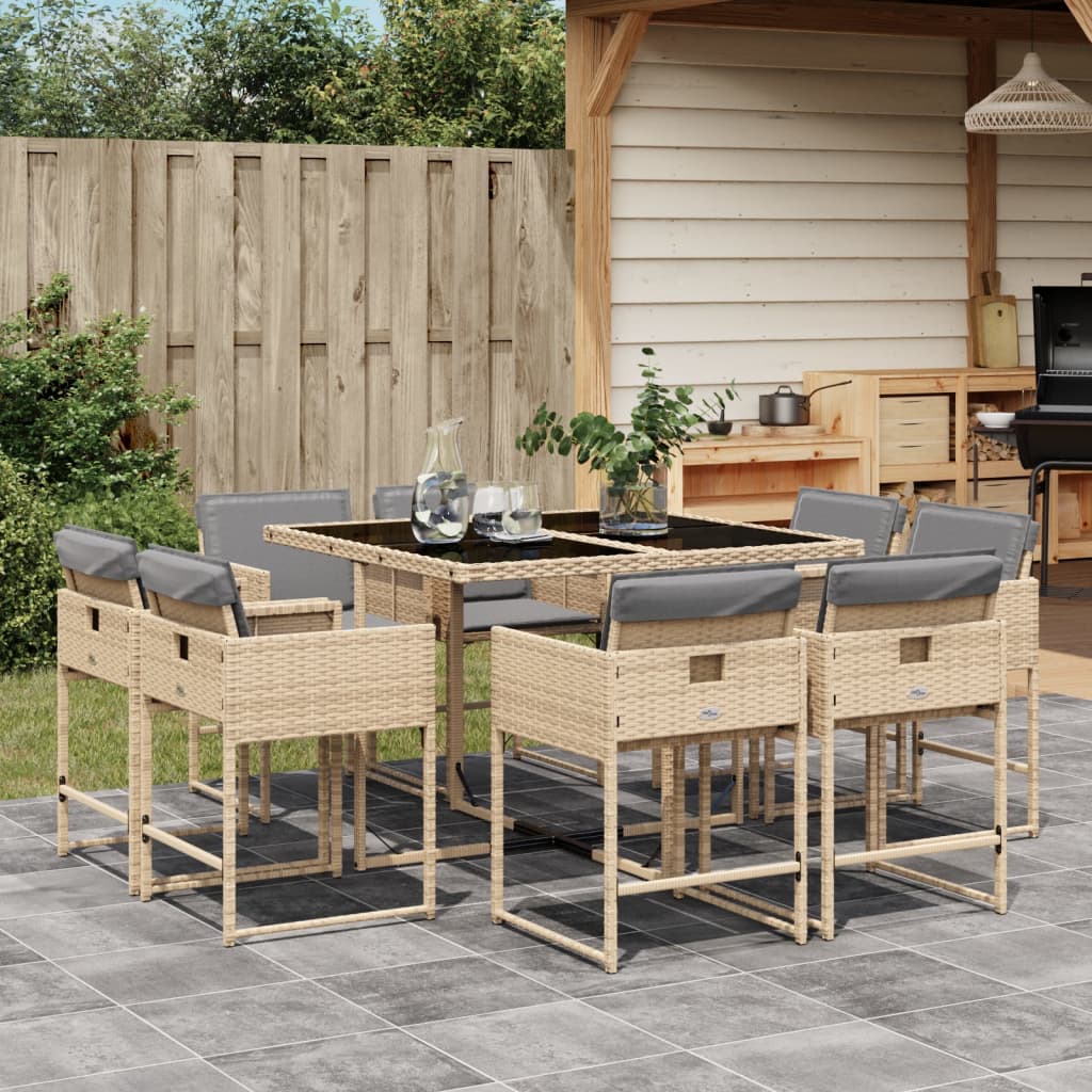 -Delige Tuinset Met Kussens Poly Rattan Gemengd Beige