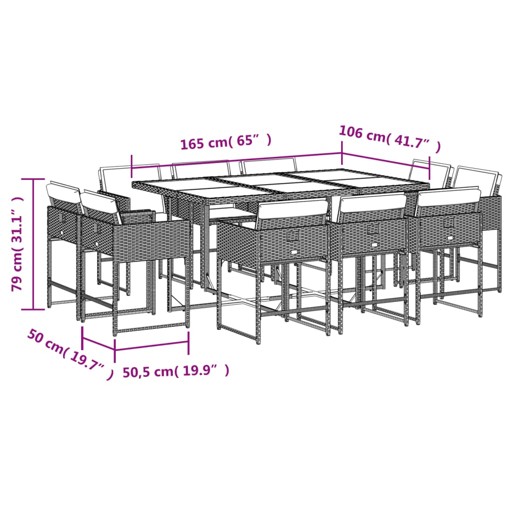 -Delige Tuinset Met Kussens Poly Rattan Gemengd Beige