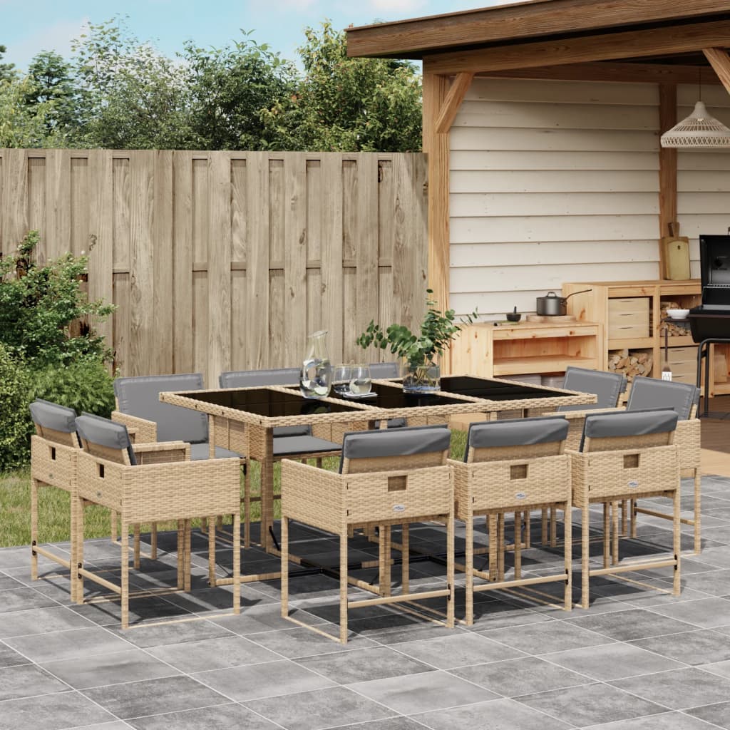 -Delige Tuinset Met Kussens Poly Rattan Gemengd Beige