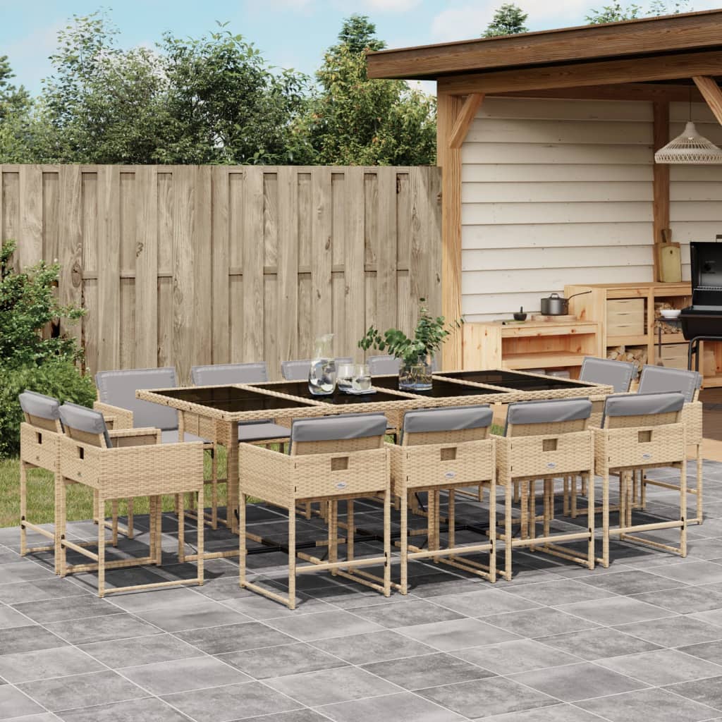 -Delige Tuinset Met Kussens Poly Rattan Gemengd Beige