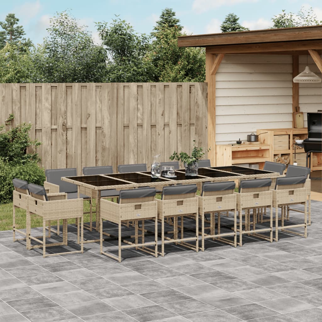 -Delige Tuinset Met Kussens Poly Rattan Gemengd Beige