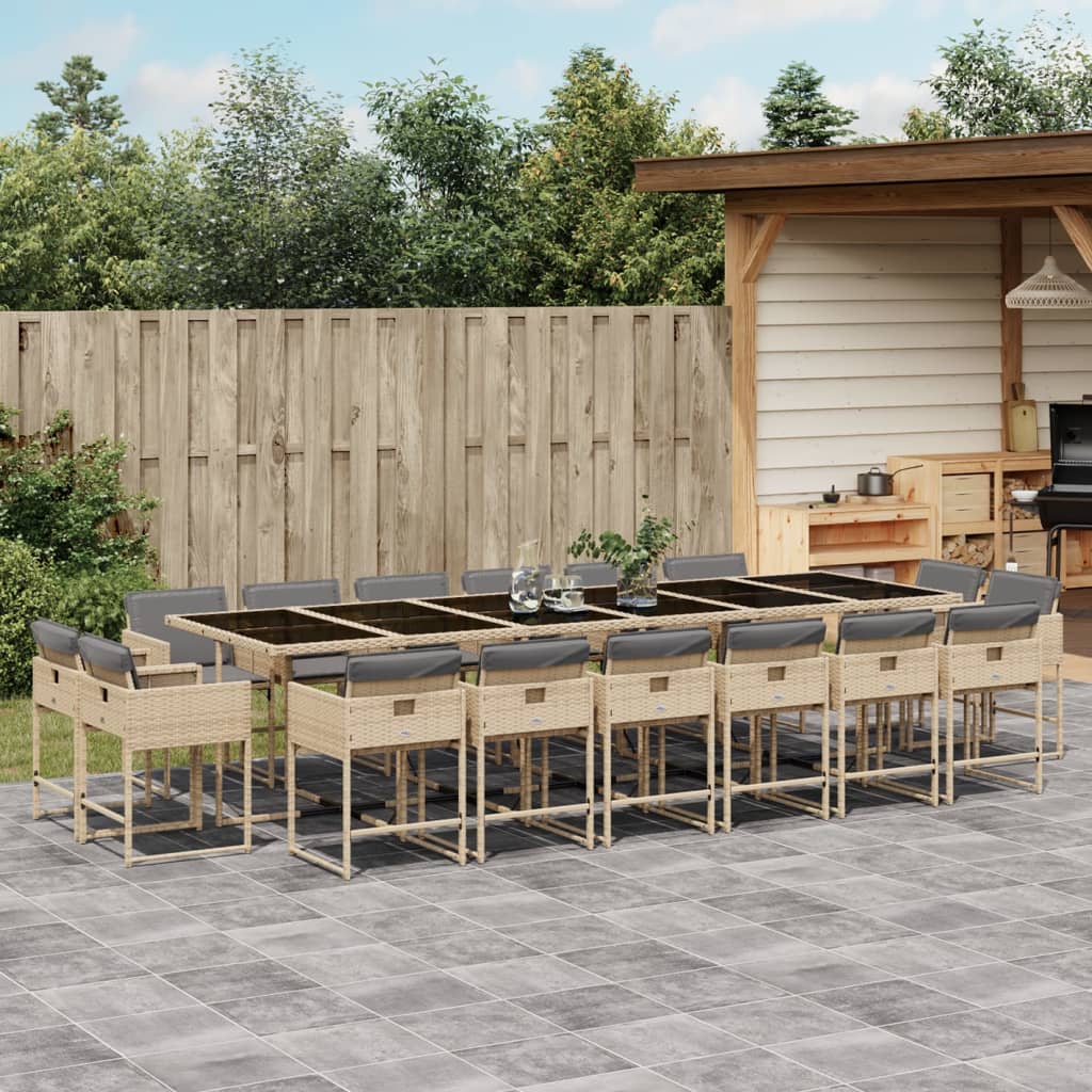 -Delige Tuinset Met Kussens Poly Rattan Gemengd Beige