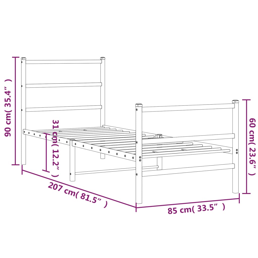 Bedframe Met Hoofd- En Voeteneinde Metaal