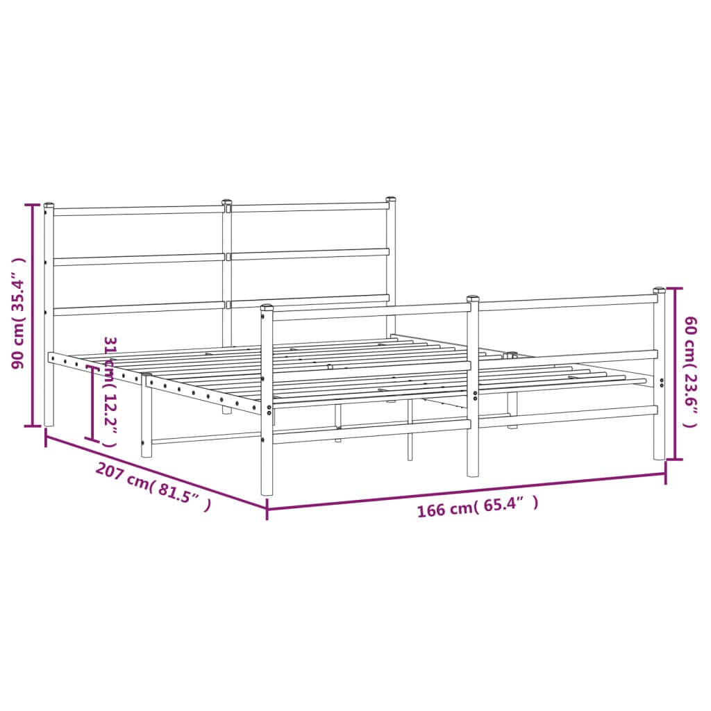 Bedframe Met Hoofd- En Voeteneinde Metaal