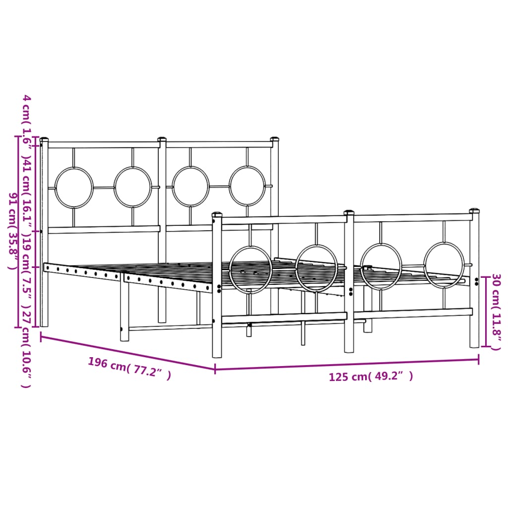 Bedframe Met Hoofd- En Voeteneinde Metaal