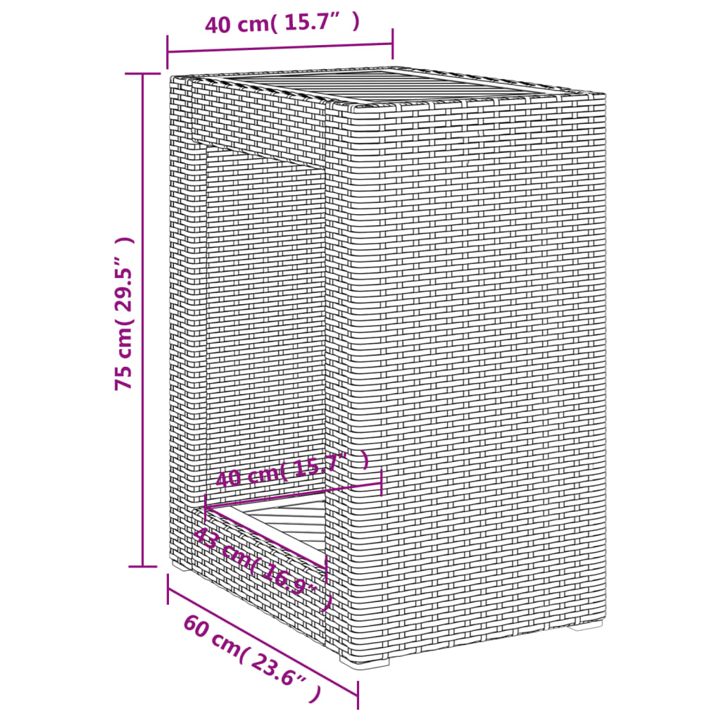 Tuinbijzettafel Met Houten Blad Poly Rattan