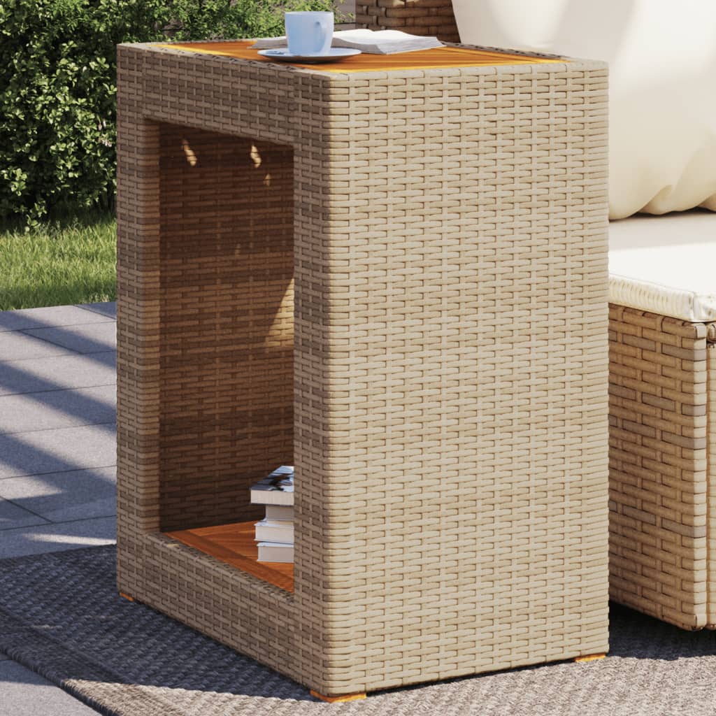 Tuinbijzettafel Met Houten Blad Poly Rattan