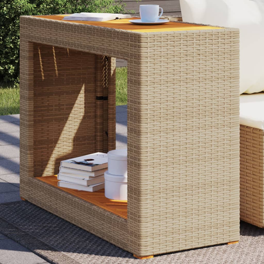 Tuinbijzettafel Met Houten Blad Poly Rattan