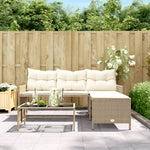 Tuinbank Met Tafel En Kussens L-Vormig Poly Rattan Beige