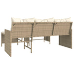 Tuinbank Met Tafel En Kussens L-Vormig Poly Rattan Beige