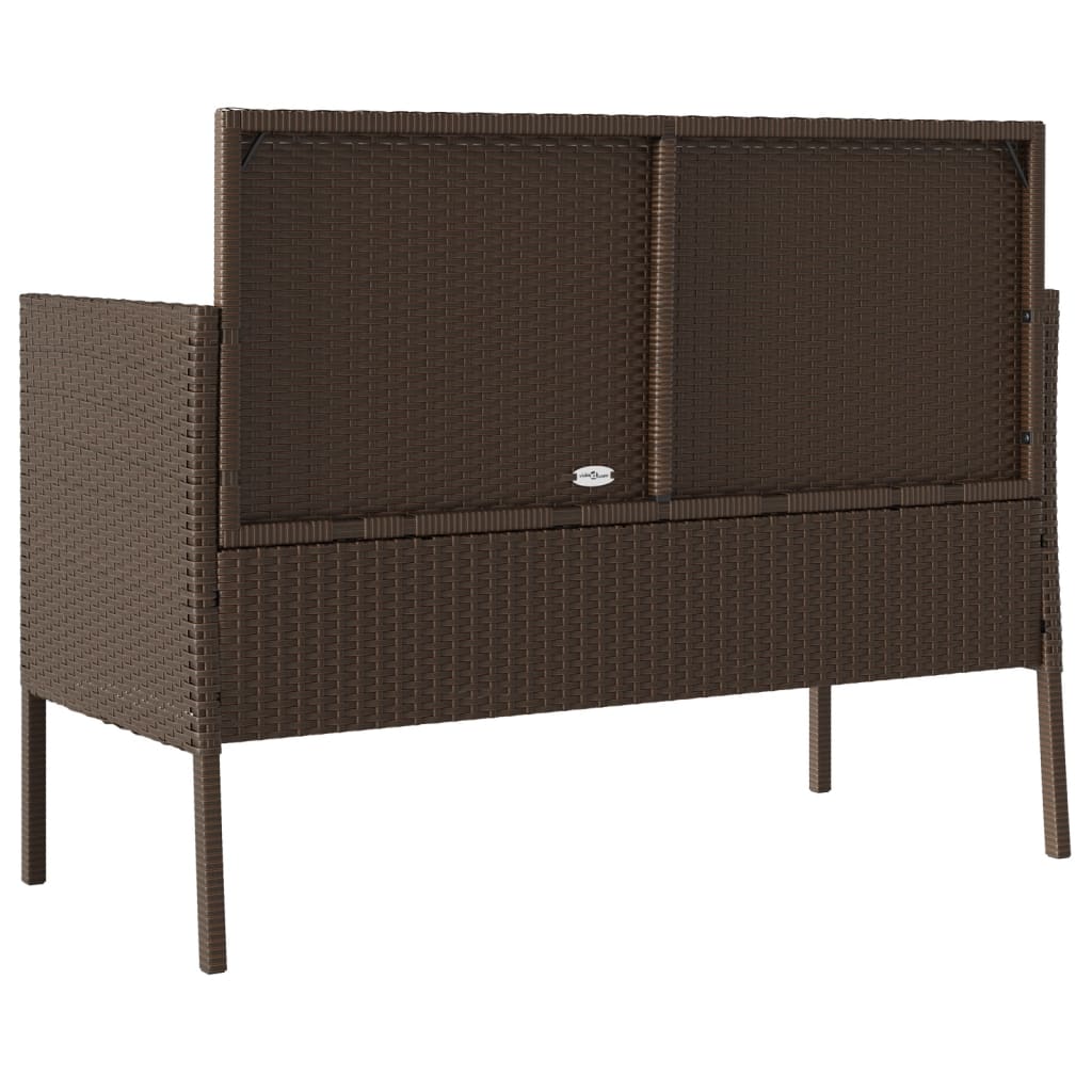 Tuinbank Met Kussens Poly Rattan Bruin