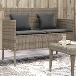 Tuinbank Met Kussens Poly Rattan Grijs