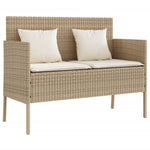 Tuinbank Met Kussens Poly Rattan Beige
