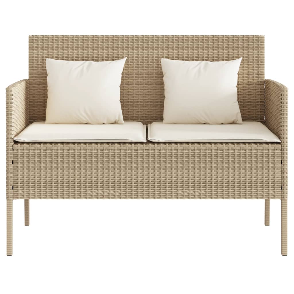 Tuinbank Met Kussens Poly Rattan Beige