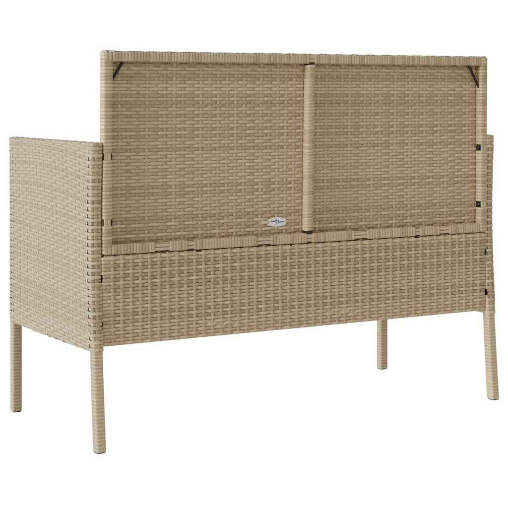 Tuinbank Met Kussens Poly Rattan Beige