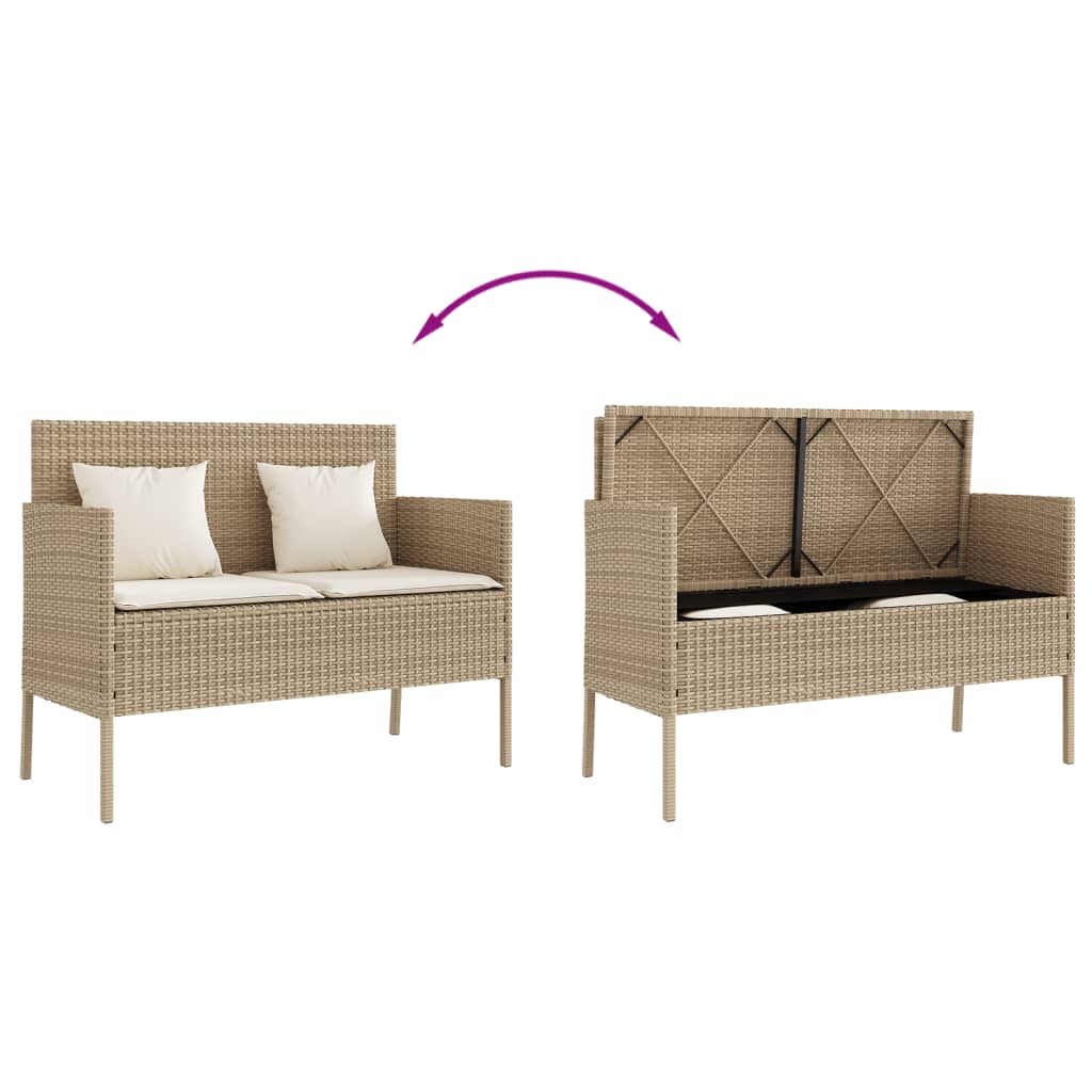 Tuinbank Met Kussens Poly Rattan Beige