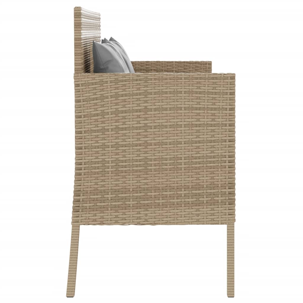 Tuinbank Met Kussens Poly Rattan Beige