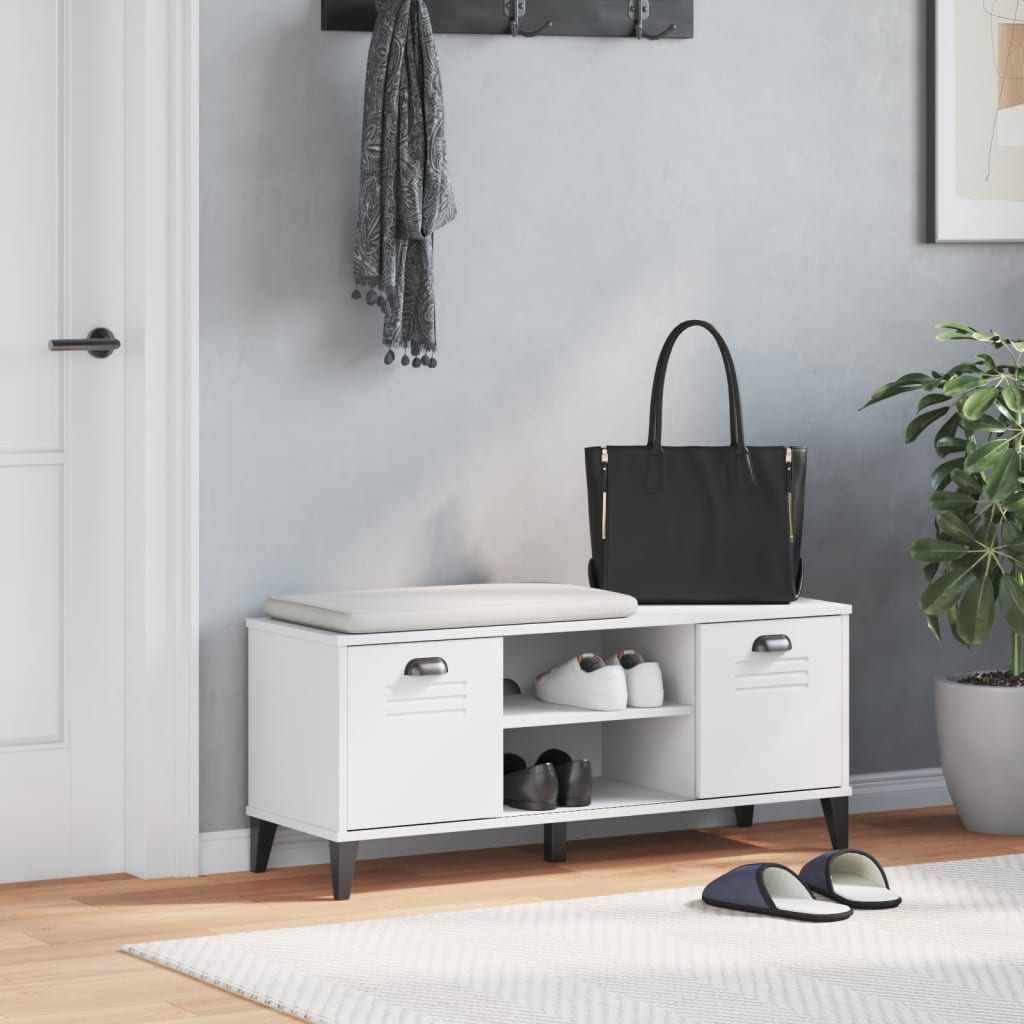 Schoenenbank Viken 106X35X45 Cm Massief Grenenhout Wit